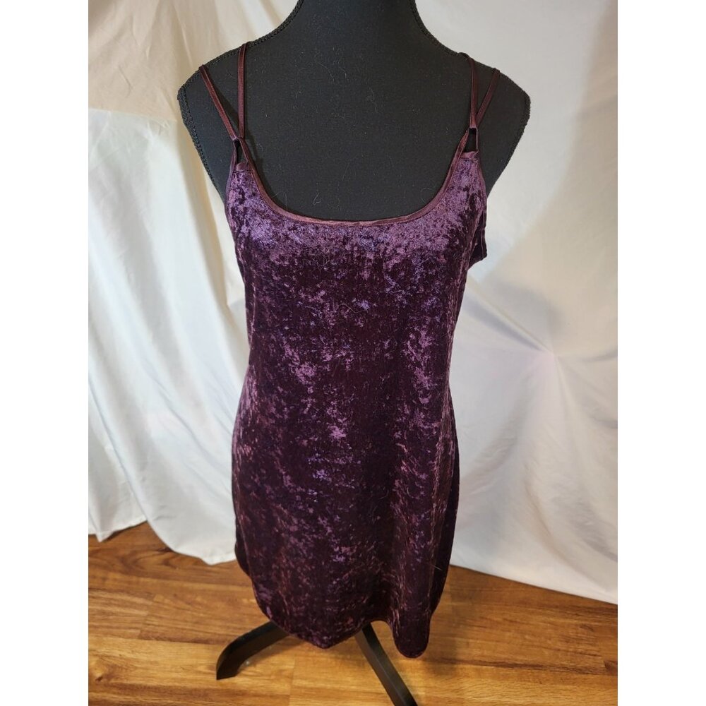 VTG California Miss Vintage Nightie Lingerie Sz M Burgandy 90s Velvet Y2K Dress